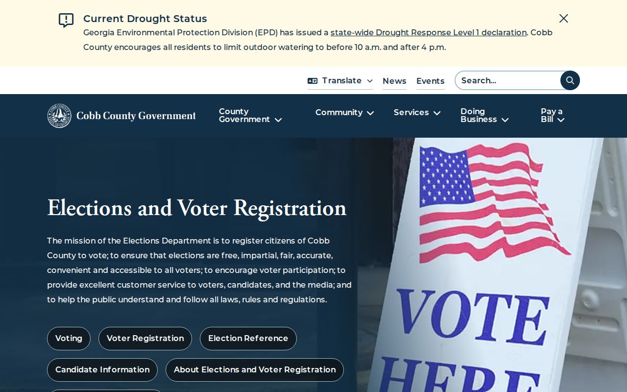 Cobb Elections page for lawful Kennesaw block-level voter record requests