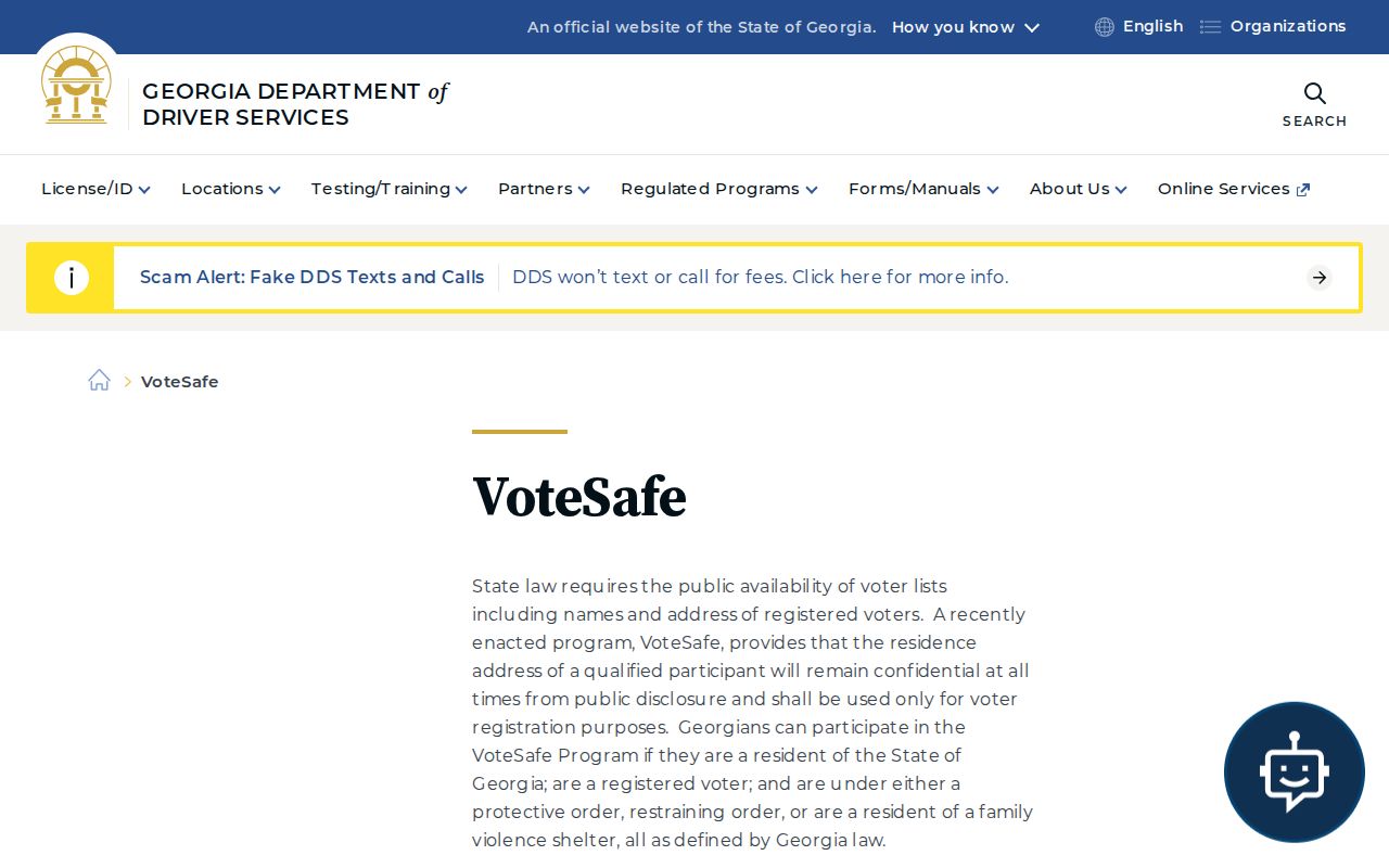 Georgia VoteSafe confidentiality information protecting some Kennesaw resident addresses