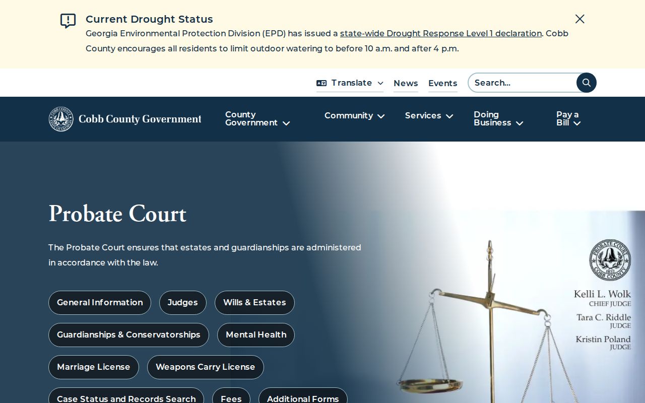 Cobb Probate Court page used when a former Kennesaw owner died