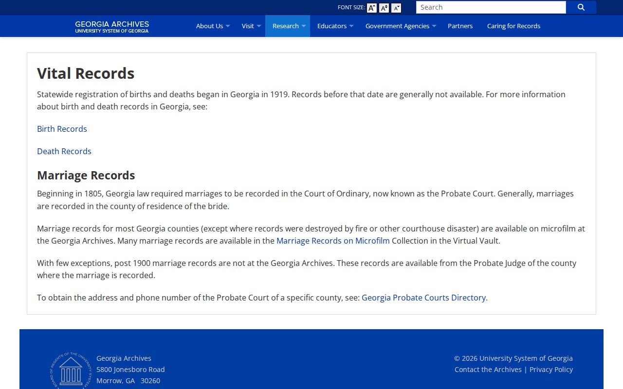 Georgia Archives historical vital records page for former Kennesaw residents